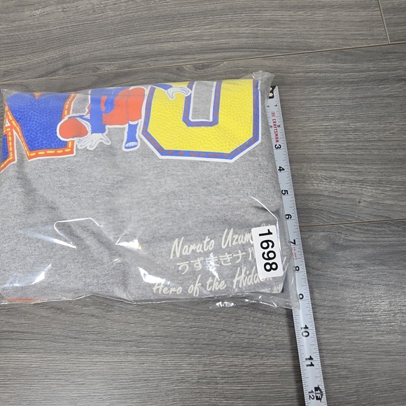 Naruto Shippuden Sweatshirt Mens M Gray N U  Hero Of The Hidden Leaf Long Sleeve - Picture 9 of 10